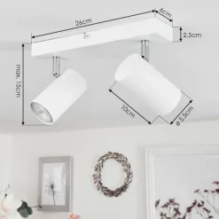 Luminaires Scandinaves-hofstein Plafonnier Javel Chrome, Blanc, 2 lumières