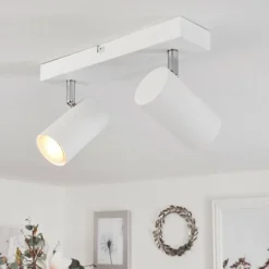 Luminaires Scandinaves-hofstein Plafonnier Javel Chrome, Blanc, 2 lumières