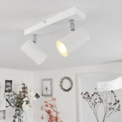 Luminaires Scandinaves-hofstein Plafonnier Javel Chrome, Blanc, 2 lumières