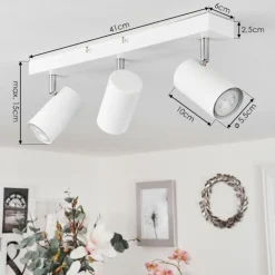 Luminaires Scandinaves-hofstein Plafonnier Javel Chrome, Blanc, 3 lumières