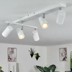 Luminaires Scandinaves-hofstein Plafonnier Javel Chrome, Blanc, 5 lumières