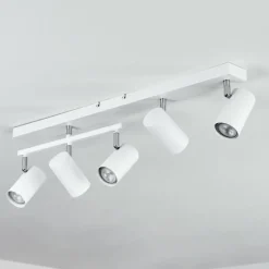 Luminaires Scandinaves-hofstein Plafonnier Javel Chrome, Blanc, 5 lumières