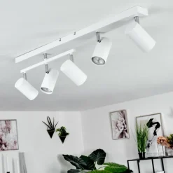 Luminaires Scandinaves-hofstein Plafonnier Javel Chrome, Blanc, 5 lumières