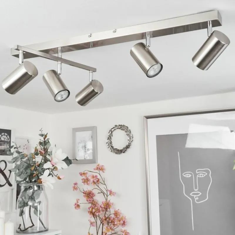 hofstein Plafonnier Javel Chrome, Nickel mat, 5 lumières