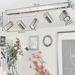 hofstein Plafonnier Javel Chrome, Nickel mat, 5 lumières