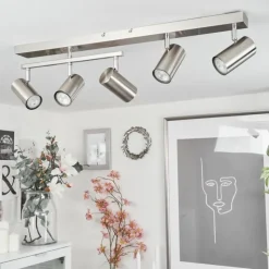 hofstein Plafonnier Javel Chrome, Nickel mat, 5 lumières