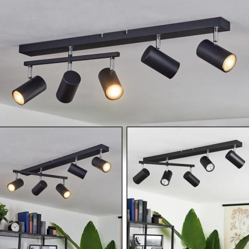 hofstein Plafonnier Javel Chrome, Noir, 5 lumières