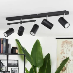 hofstein Plafonnier Javel Chrome, Noir, 5 lumières