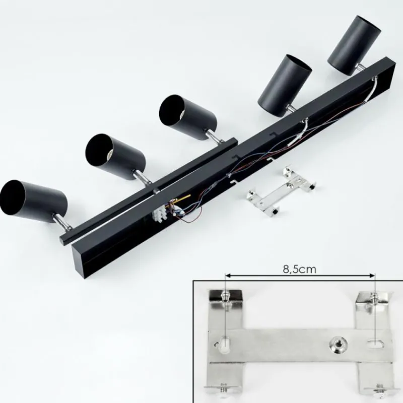 hofstein Plafonnier Javel Chrome, Noir, 5 lumières