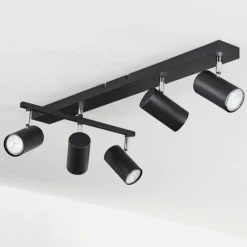 hofstein Plafonnier Javel Chrome, Noir, 5 lumières