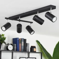 hofstein Plafonnier Javel Chrome, Noir, 5 lumières