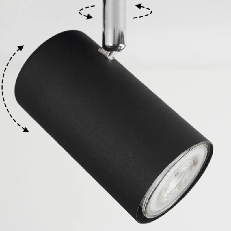 hofstein Plafonnier Javel Chrome, Noir, 6 lumières