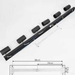 hofstein Plafonnier Javel Chrome, Noir, 6 lumières