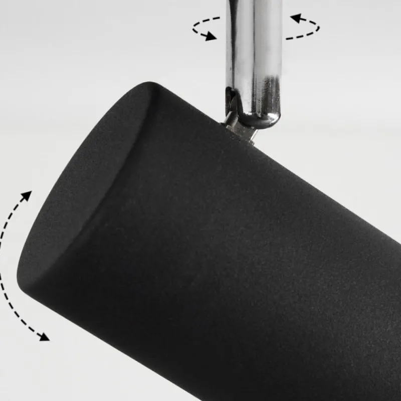 hofstein Plafonnier Javel Chrome, Noir, 6 lumières