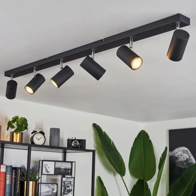 hofstein Plafonnier Javel Chrome, Noir, 6 lumières