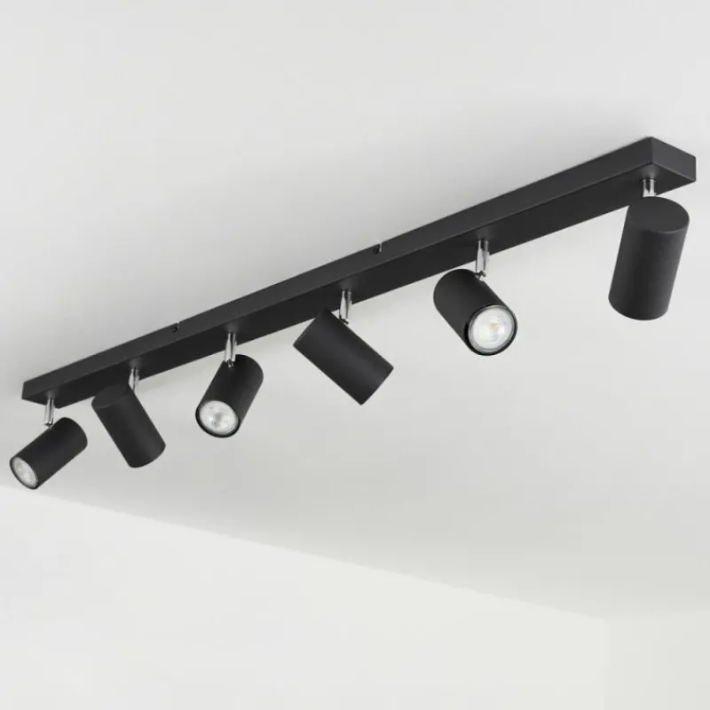 hofstein Plafonnier Javel Chrome, Noir, 6 lumières