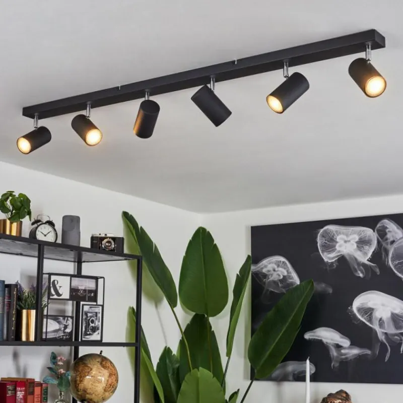 hofstein Plafonnier Javel Chrome, Noir, 6 lumières