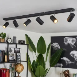 hofstein Plafonnier Javel Chrome, Noir, 6 lumières