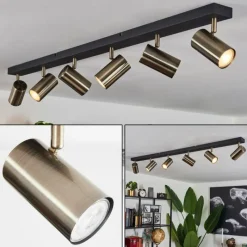 hofstein Plafonnier Javel Chrome, Noir, 6 lumières* Spots Et Projecteurs