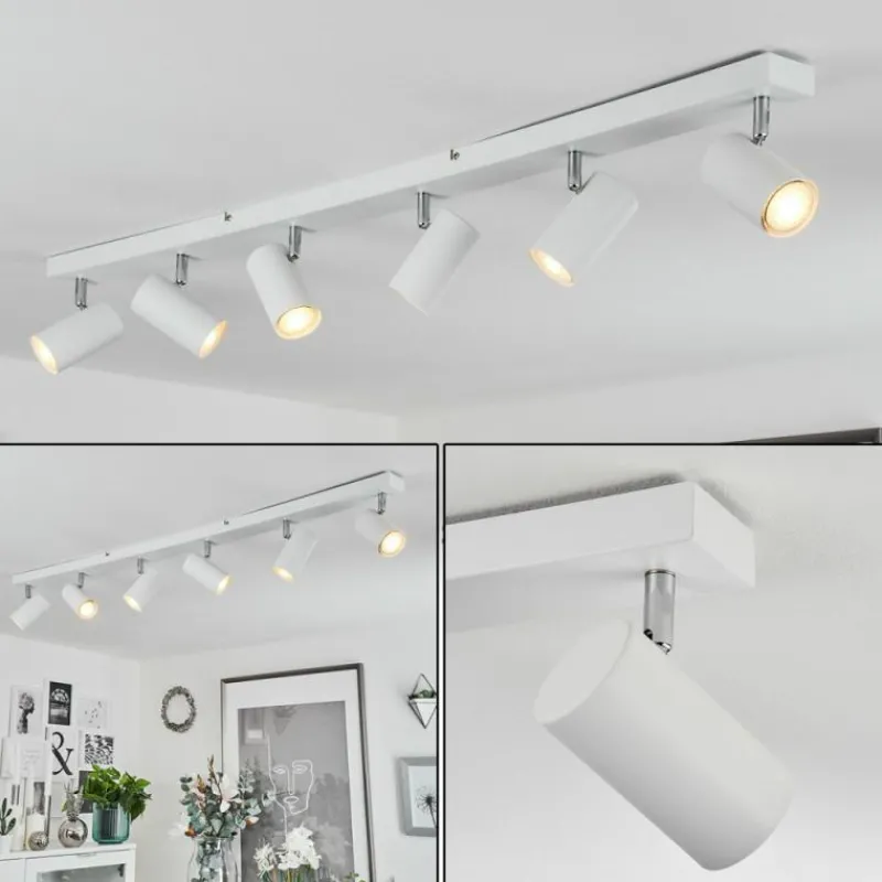 hofstein Plafonnier Javel Chrome, Blanc, 6 lumières