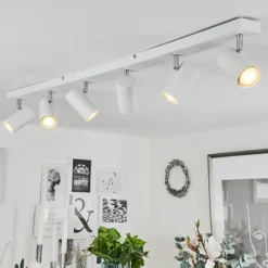 hofstein Plafonnier Javel Chrome, Blanc, 6 lumières