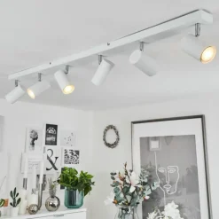 hofstein Plafonnier Javel Chrome, Blanc, 6 lumières