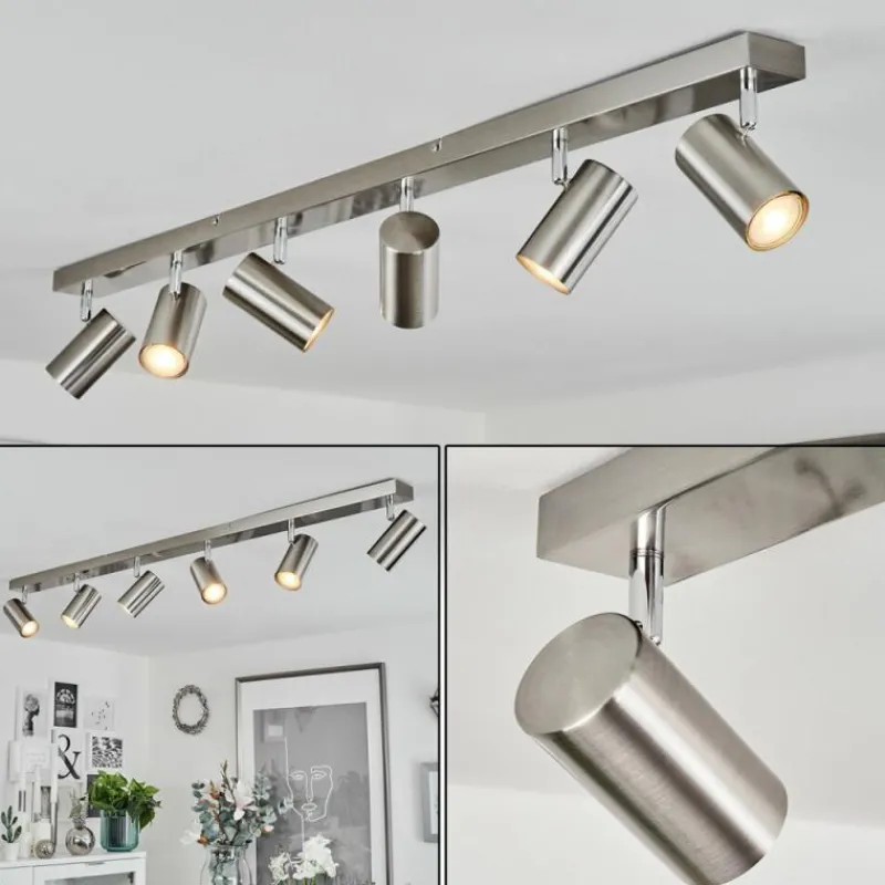 hofstein Plafonnier Javel Nickel mat, 6 lumières