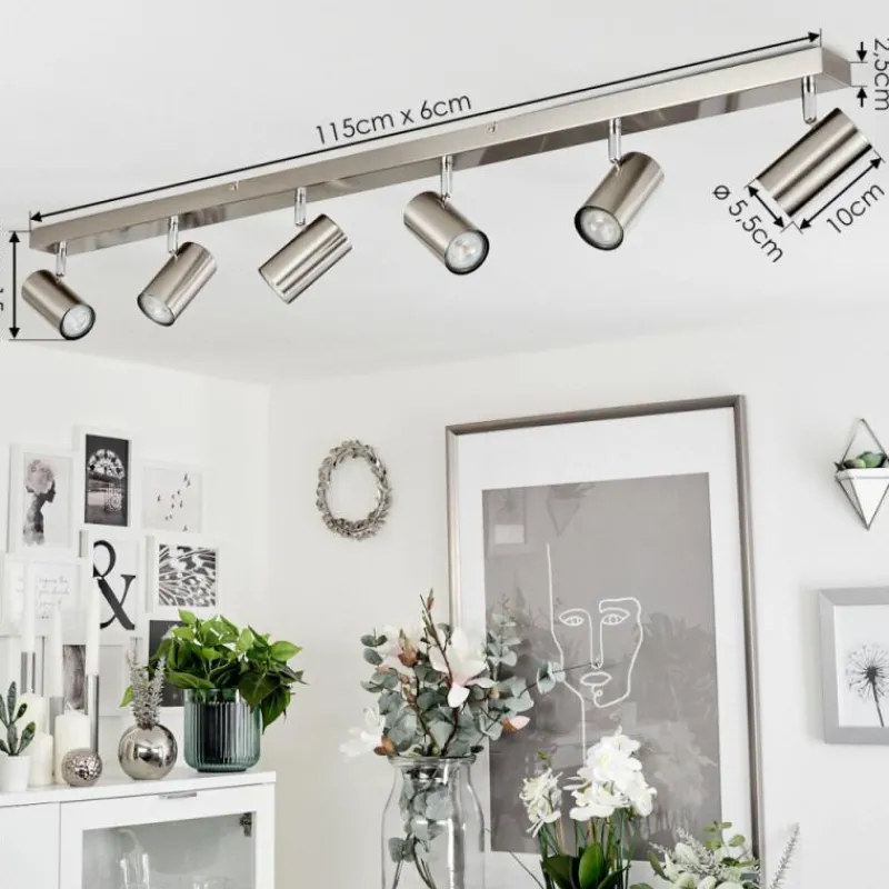 hofstein Plafonnier Javel Nickel mat, 6 lumières