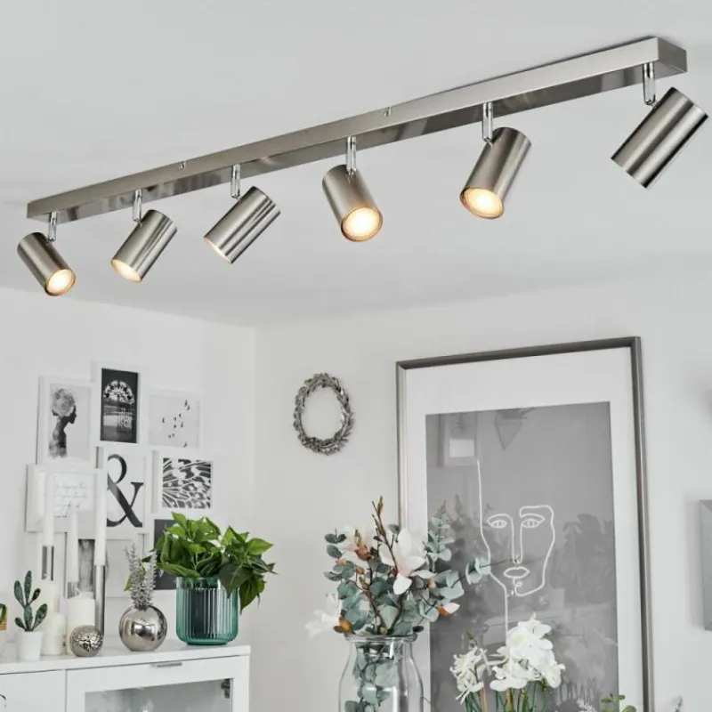 hofstein Plafonnier Javel Nickel mat, 6 lumières