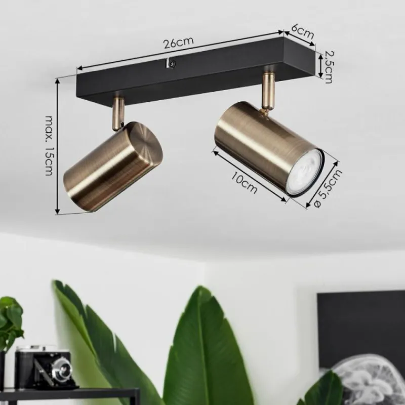 hofstein Plafonnier Javel Noir, 2 lumières