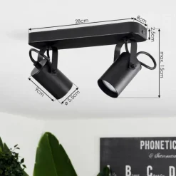 hofstein Plafonnier Kergus Noir, 2 lumières