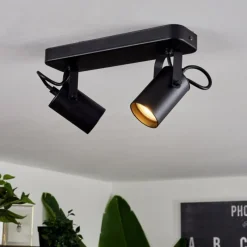 hofstein Plafonnier Kergus Noir, 2 lumières