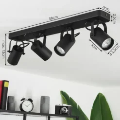 hofstein Plafonnier Kergus Noir, 4 lumières