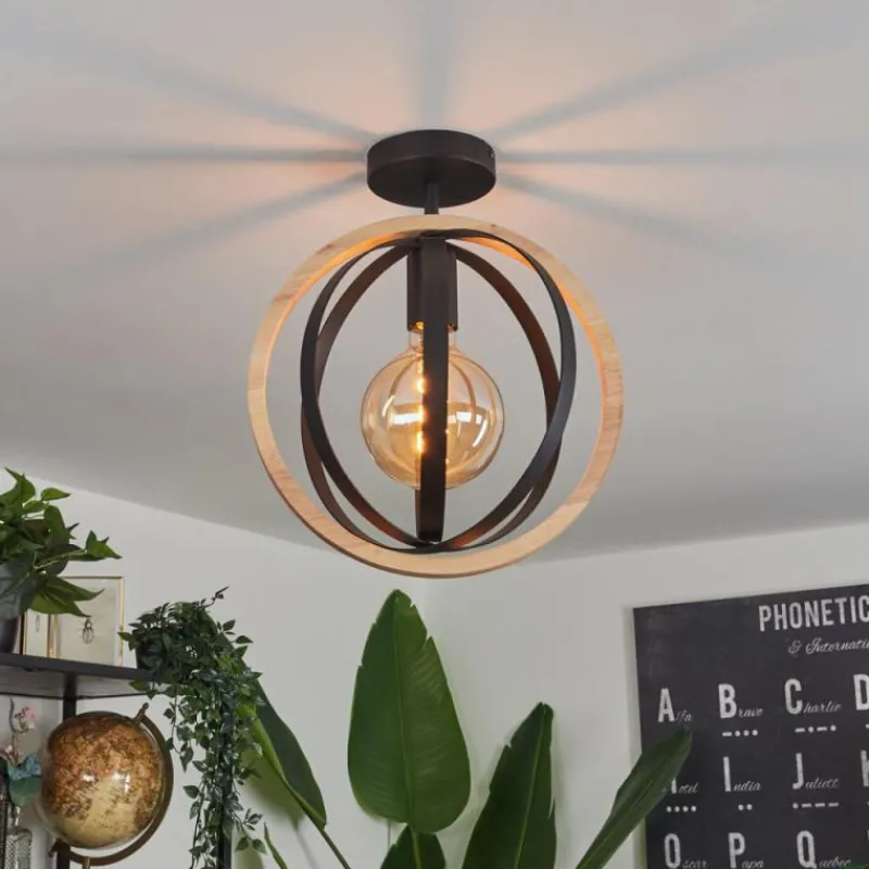 Luminaires Scandinaves-hofstein Plafonnier Kintore Bois clair, Noir, 1 lumière