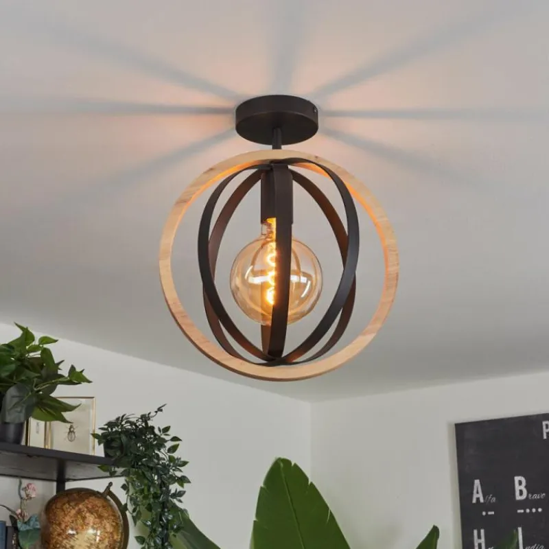 Luminaires Scandinaves-hofstein Plafonnier Kintore Bois clair, Noir, 1 lumière