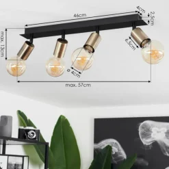 Lampes Industrielles-hofstein Plafonnier Laharie Vieux laiton, Noir, 4 lumières