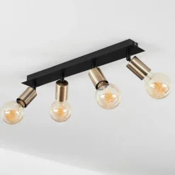 Lampes Industrielles-hofstein Plafonnier Laharie Vieux laiton, Noir, 4 lumières