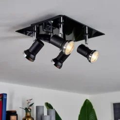 hofstein Plafonnier Lanrigan Chrome, Noir, 4 lumières