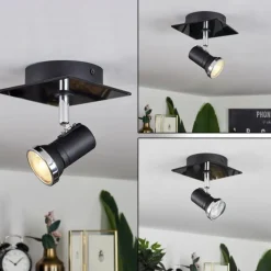 hofstein Plafonnier Lanrigan LED Chrome, Noir, 1 lumière