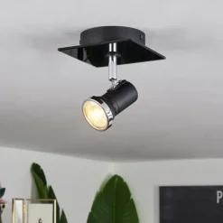 hofstein Plafonnier Lanrigan LED Chrome, Noir, 1 lumière