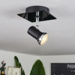 hofstein Plafonnier Lanrigan LED Chrome, Noir, 1 lumière