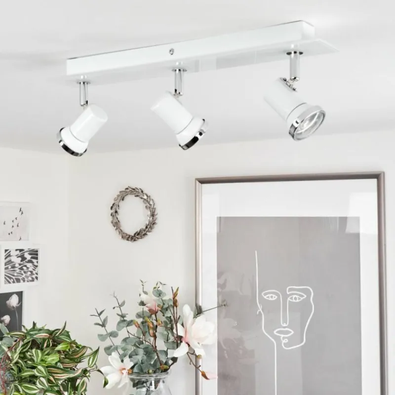 hofstein Plafonnier Lanrigan LED Chrome, Blanc, 3 lumières