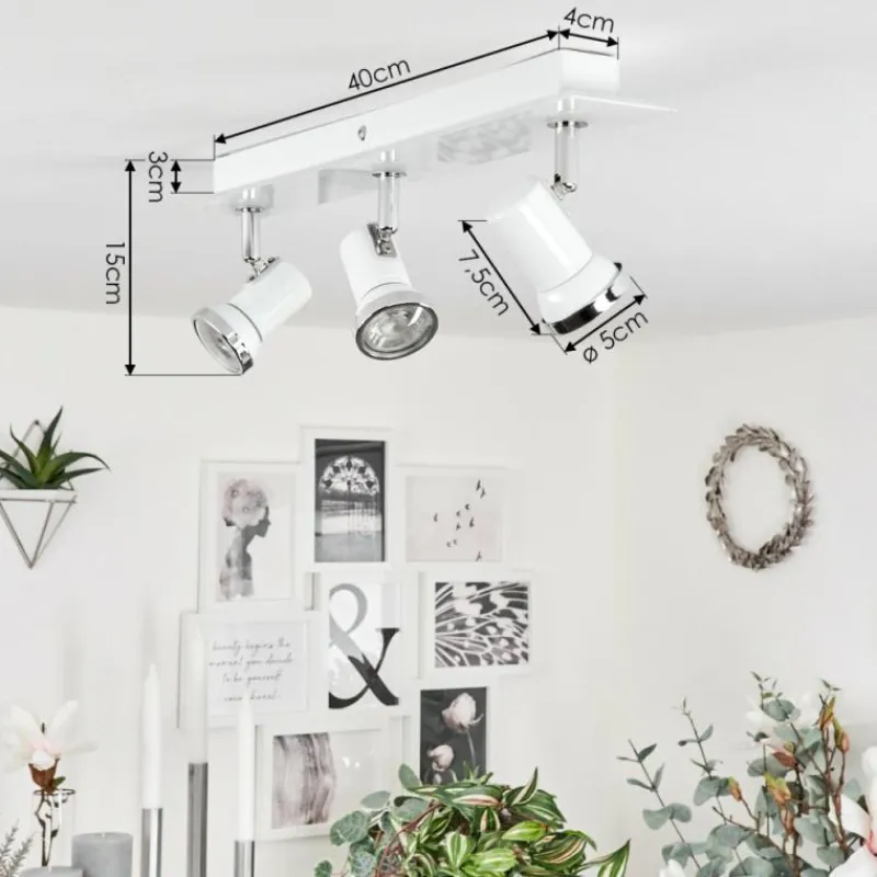 hofstein Plafonnier Lanrigan LED Chrome, Blanc, 3 lumières