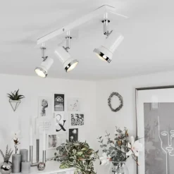 hofstein Plafonnier Lanrigan LED Chrome, Blanc, 3 lumières