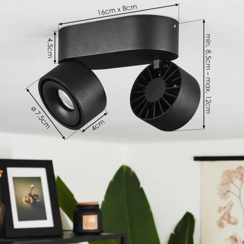 hofstein Plafonnier Laonsana LED Noir, 2 lumières