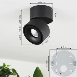 hofstein Plafonnier Laonsana LED Noir, 1 lumière* Éclairage Led