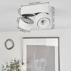 hofstein Plafonnier Laonsana LED Noir, Blanc, 2 lumières