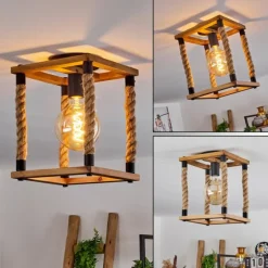 Style Boho-Chic-hofstein Plafonnier Lautremen Brun, Écru, Noir, 1 lumière