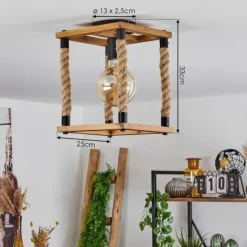 Style Boho-Chic-hofstein Plafonnier Lautremen Brun, Écru, Noir, 1 lumière