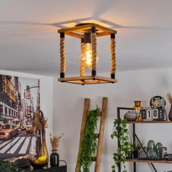 Style Boho-Chic-hofstein Plafonnier Lautremen Brun, Écru, Noir, 1 lumière